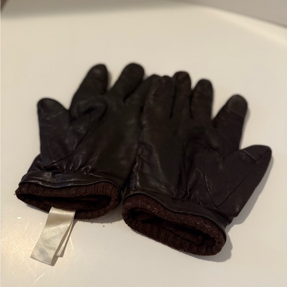 Men's Brown Leather Gloves fuzzy lining size 10 - Picture 4 of 7